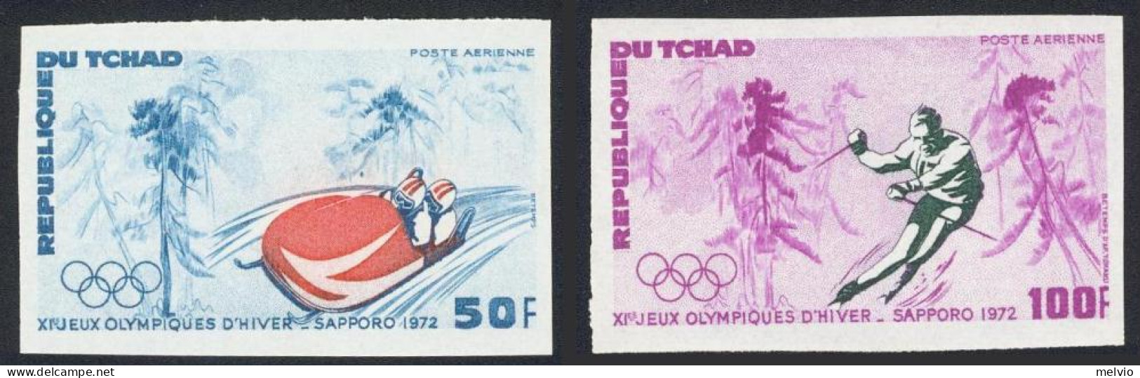 1972-Ciad  (MNH=**) Posta Aerea S.2v.non Dentellati "giochi Olimpici Invernali D - Tchad (1960-...)