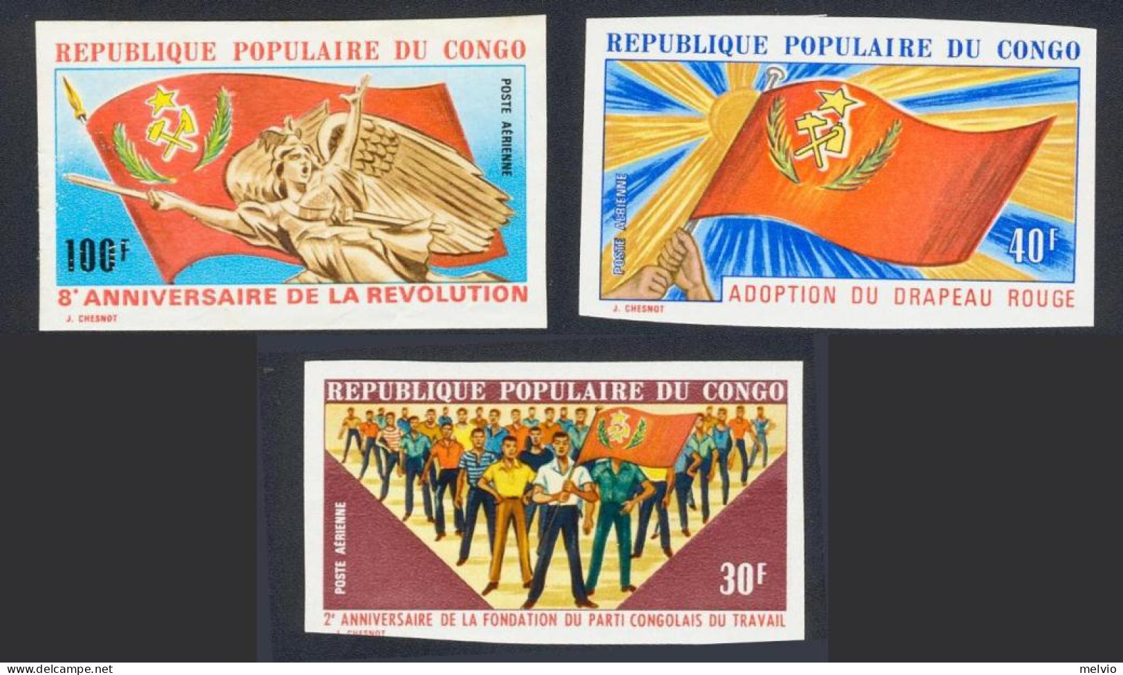 1972-Congo (MNH=**) Tre Serie 3 Valori Non Dentellati (gomma Non FFF=gum Not Fre - Other & Unclassified