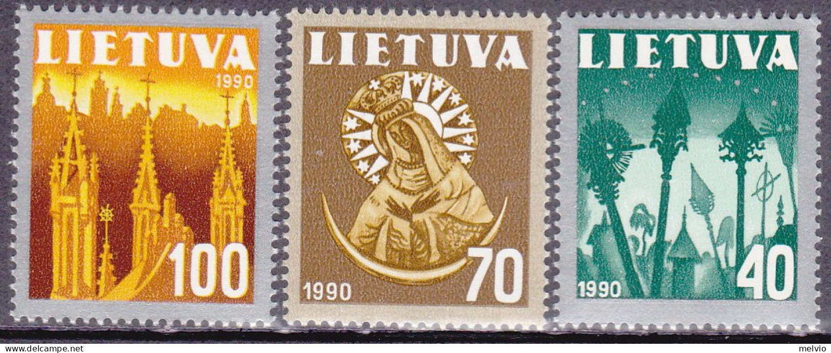 1991-Lituania (MNH=**) S.3v."simboli Nazionali"cat.Yvert Euro 7,5 - Litauen