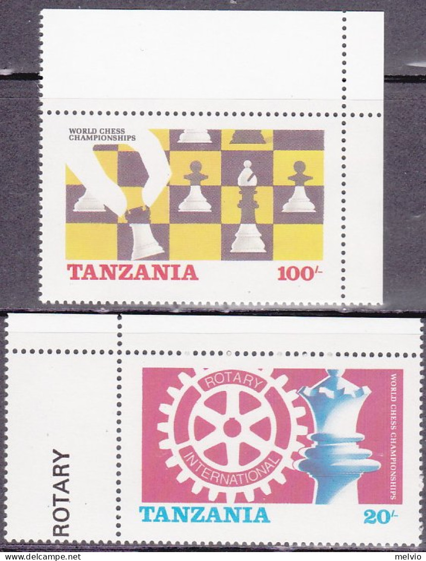 1986-Tanzania (MNH=**) S.2v."campionato Mondiale Di Scacchi,Rotary" - Tanzania