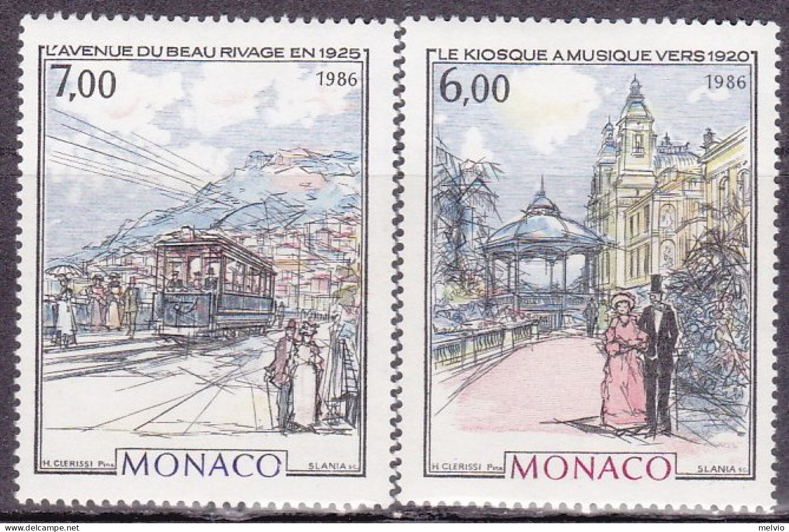 1986-Monaco (MNH=**) S.2v."bella Epoque,quinta Serie"catalogo Unificato Euro 11, - Other & Unclassified