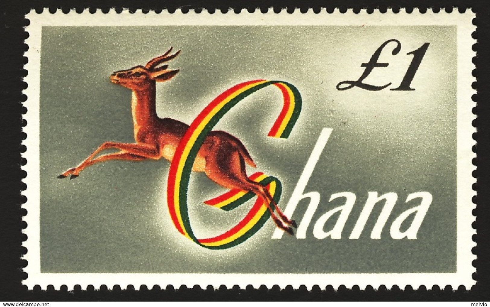 1959-Ghana (MNH=**) Alto Valore L. 1 "Gazzella Dalla Testa Rossa"cat.Yvert Euro  - Ghana (1957-...)