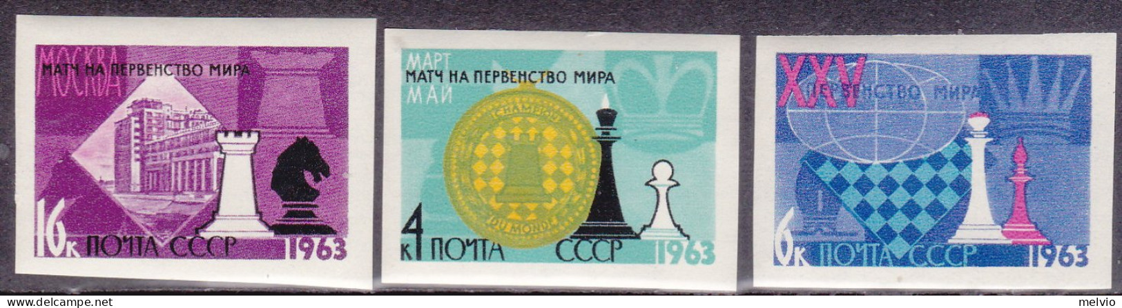 1963-Russia (MNH=**) S.3v.non Dentellati "campionato Scacchi"catalogo Euro 6,5 - Autres & Non Classés
