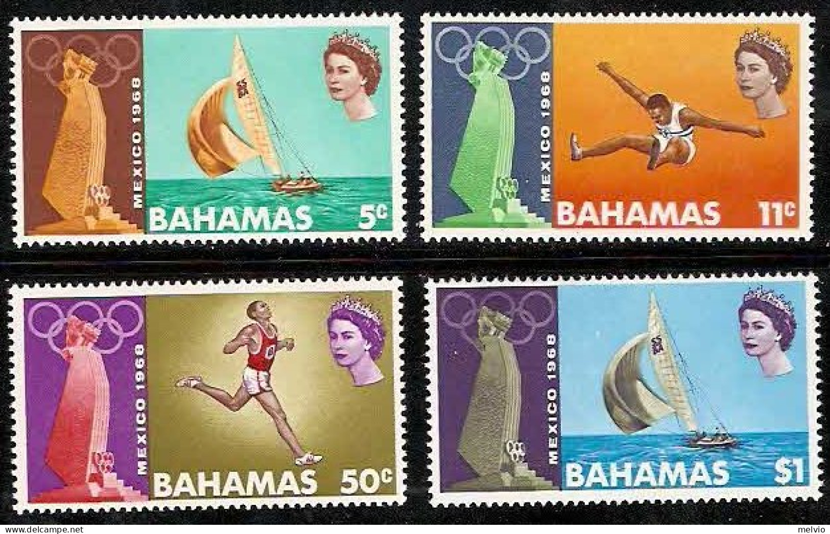 1968-Bahamas (MNH=**) S.4v. "Olimpiadi Messico 1968" - Bahreïn (...-1965)