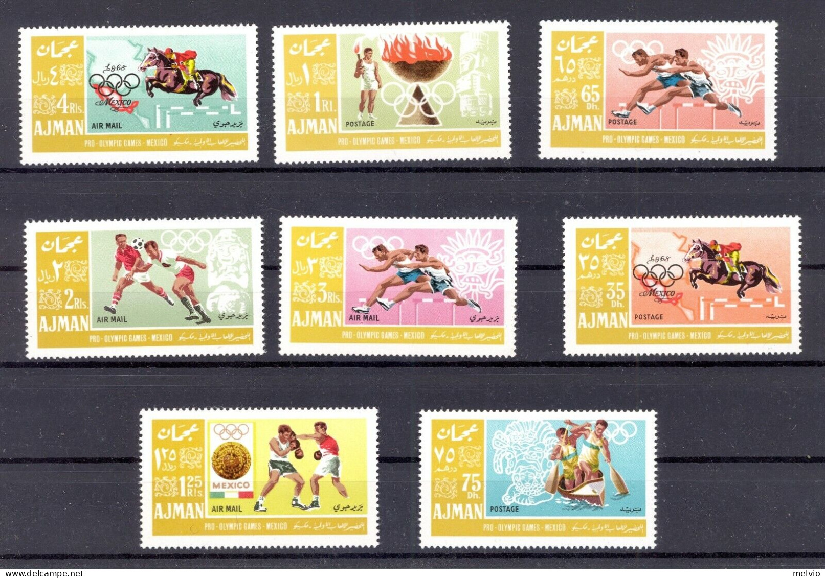 1968-Ajman (MNH=**) S.8 Valori "Olimpiadi Messico" - Ajman