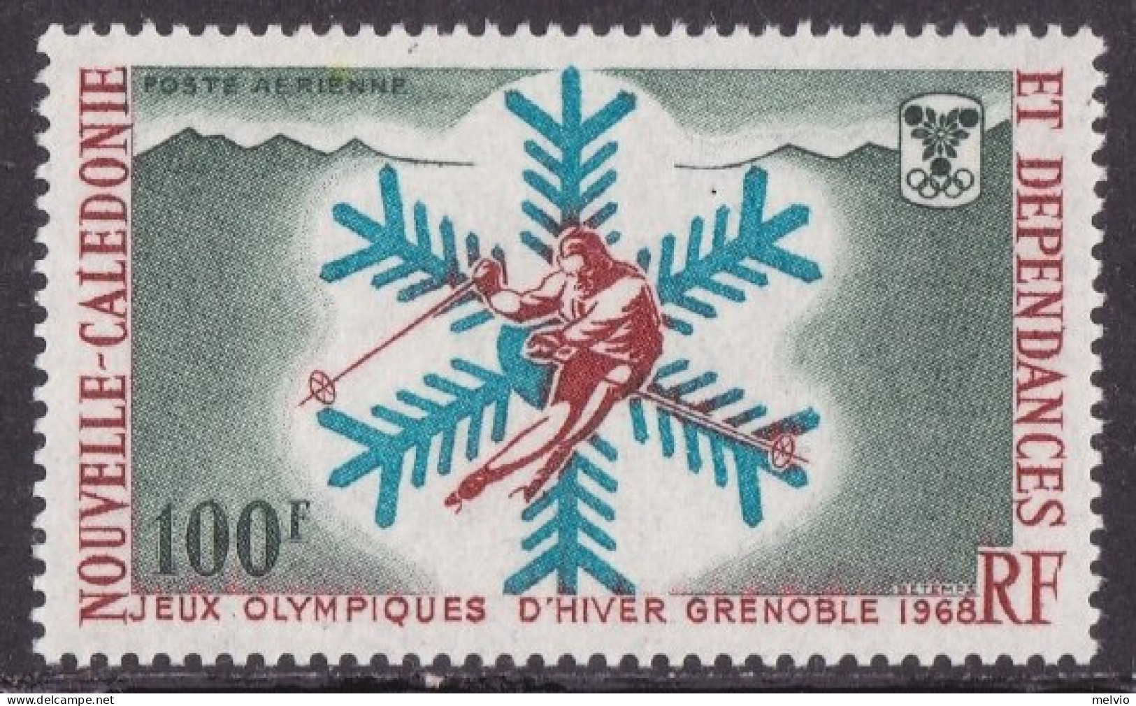 1968-Nuova Caledonia (MNH=**)posta Aerea S.1v."Olimpiade Invernale Grenoble" - Ungebraucht