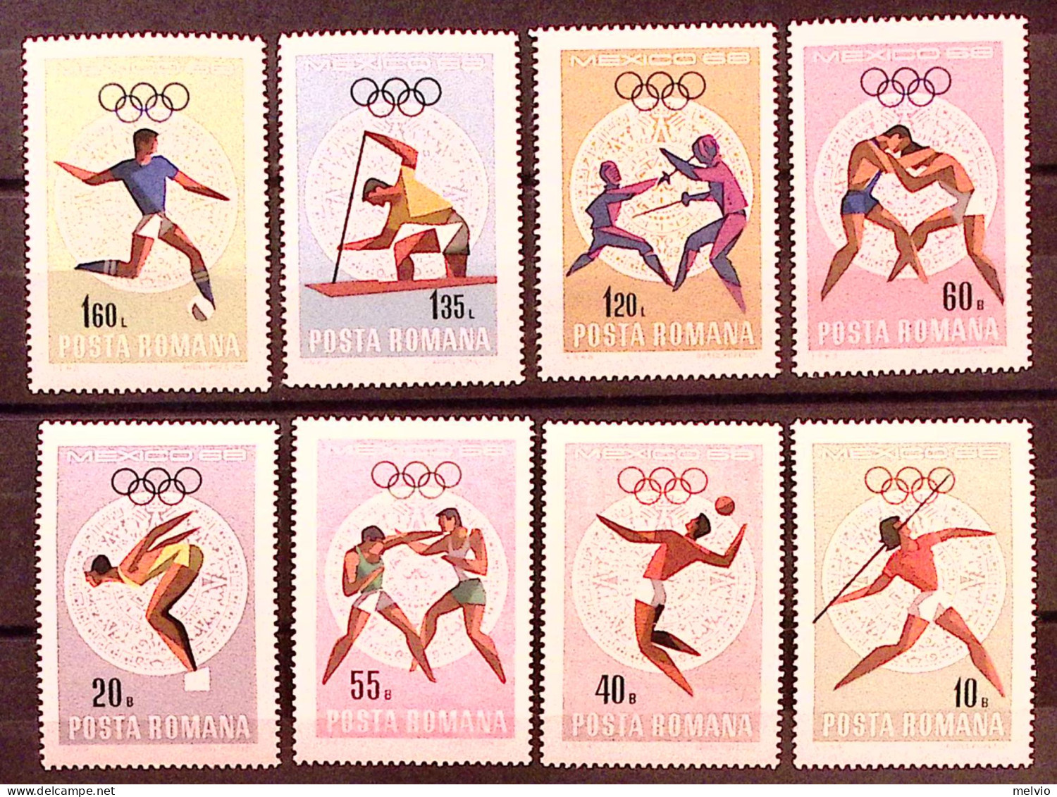1968-Romania (MNH=**) S.8v."Olimpiadi Messico 1968" - Sonstige & Ohne Zuordnung