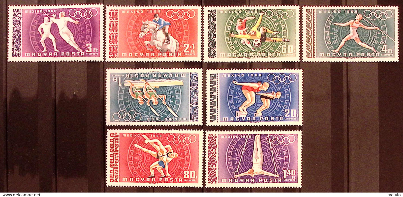 1968-Ungheria (MNH=**) S.8v."Medaglie D'oro Delle Olimpiadi Messico" - Autres & Non Classés