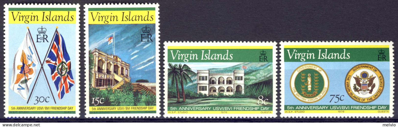 1976-Isole Vergini (MNH=**)s.4v."USVI/BIV Friendship Day" - British Virgin Islands