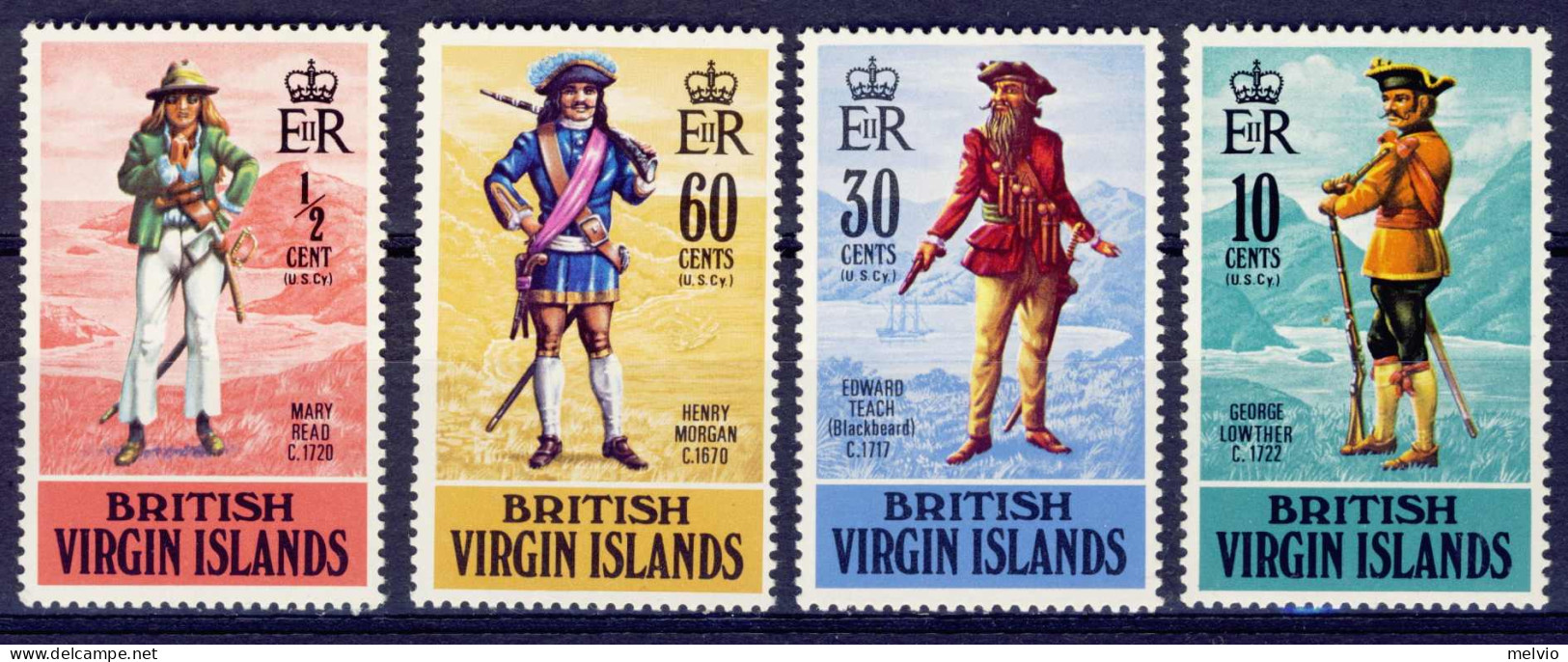 1970-Isole Vergini (MNH=**)s.4v."Pirates" - British Virgin Islands