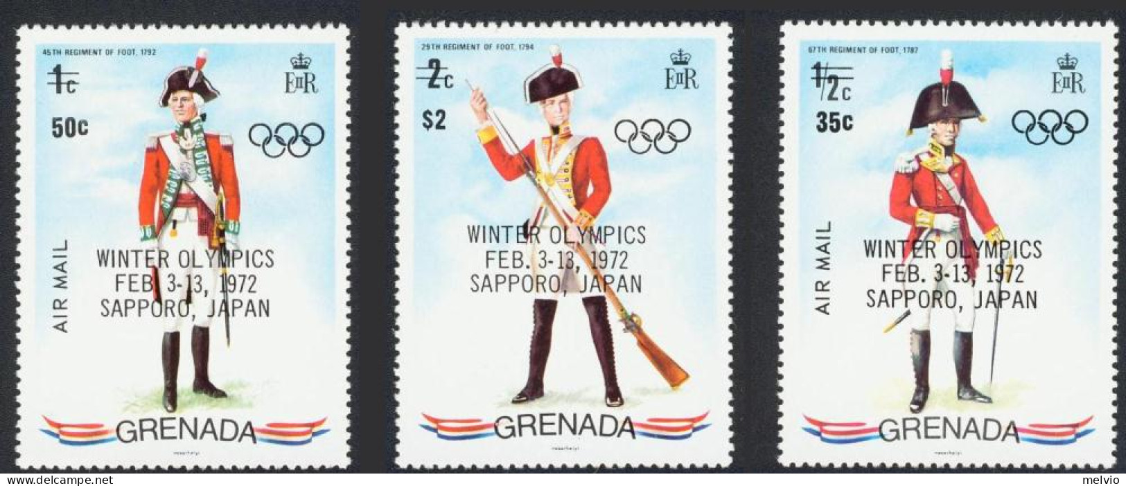 1972-Grenada (MNH=**) S.3v."uniformi,giochi Olimpici Invernali Di Sapporo"cat.Yv - Grenada (...-1974)