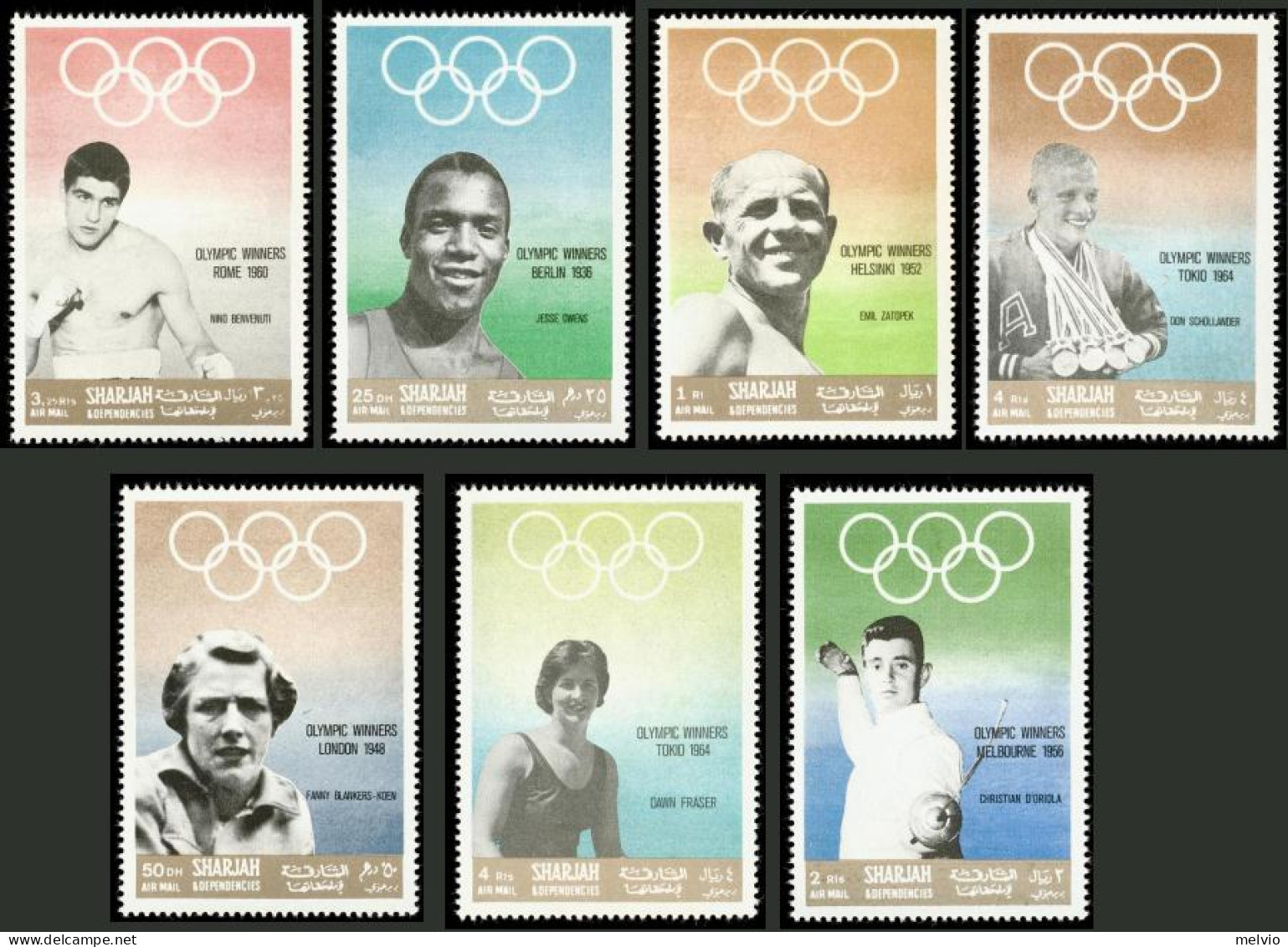 1968/9-Sharjah (MNH=**) S.7v."vincitori Delle Medaglie Olimpiche" - Sharjah
