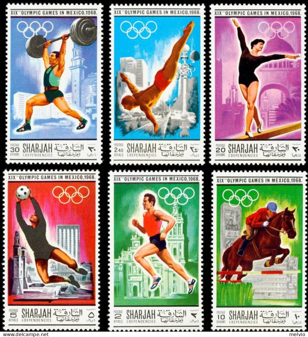 1968-Sharjah (MNH=**) S.6v."Giochi Olimpici Del Messico" - Sharjah