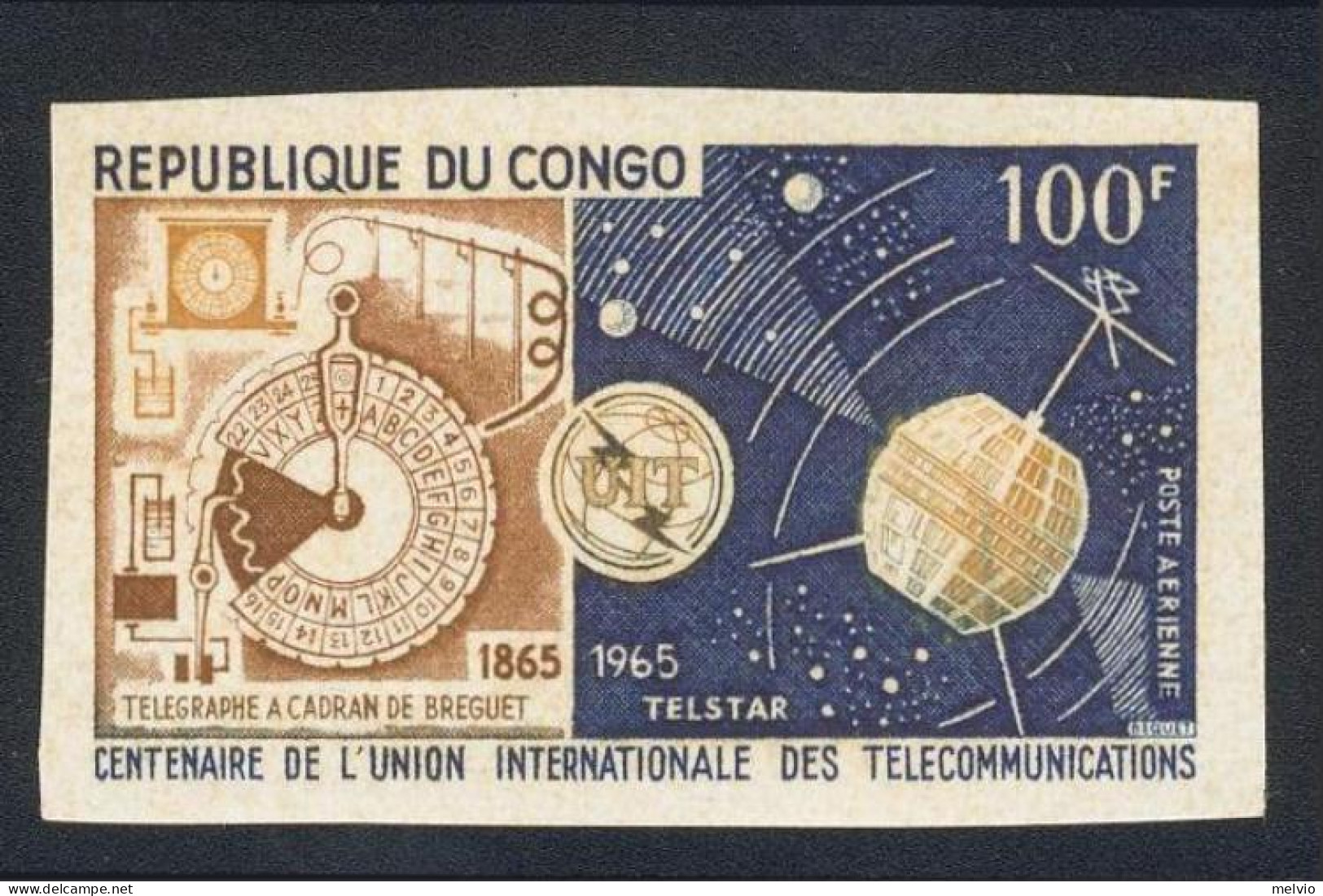 1965-Congo (MNH=**) Posta Aerea Serie Un Valore Non Dentellato Fr. 100 "centenar - Other & Unclassified