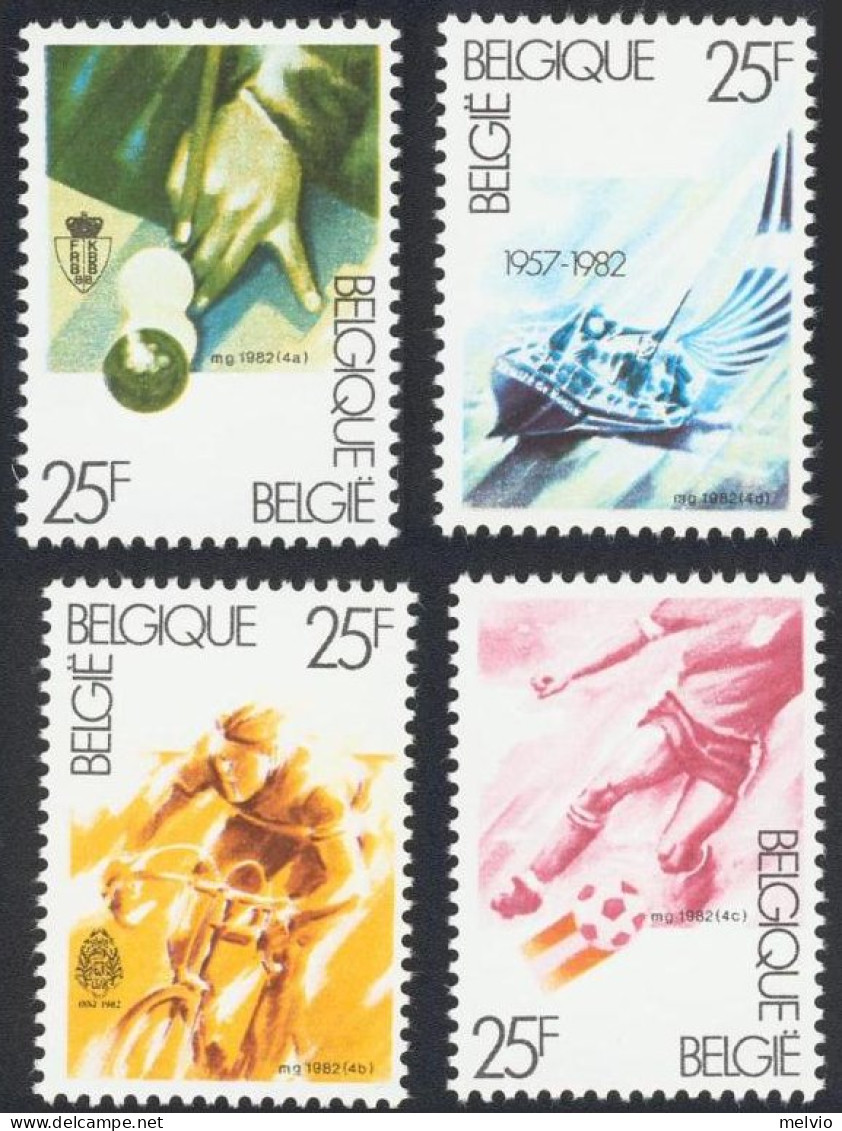 1982-Belgio (MNH=**) S.4v."Sport" Cat.Yvert Euro 8 - Autres & Non Classés