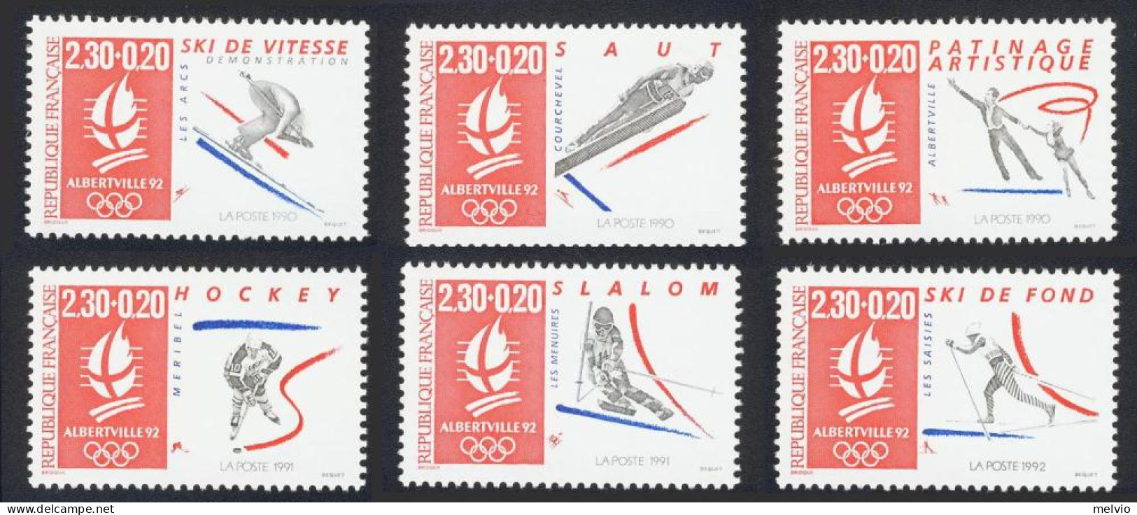 1992-Francia (MNH=**) S.6v."giochi Olimpici Di Albertville" Cat.Yvert 2013 Euro  - Used Stamps