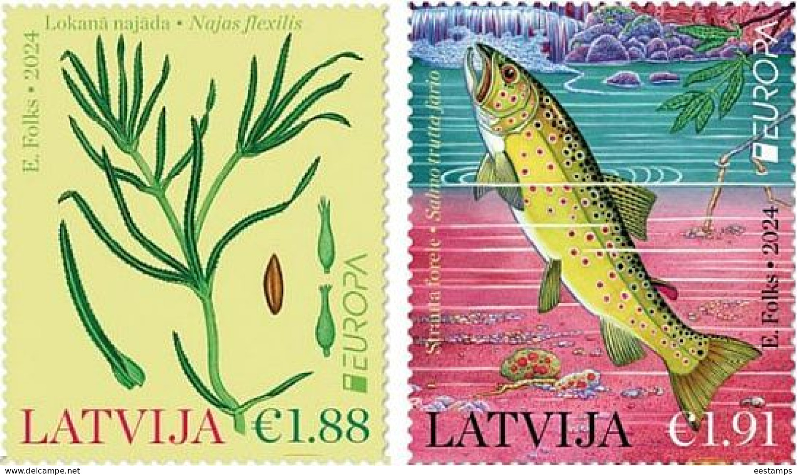 Latvia 2024 . EUROPA  CEPT. Water Flora, Fish. 2v. - Latvia