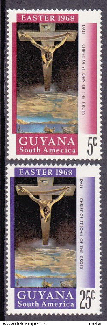 1968-Guyana (MNH=**) S.2v."Pasqua,quadro Di Dali" - Guyana (1966-...)