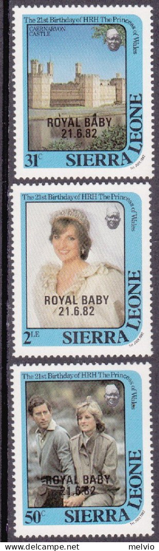 1982-Sierra Leone (MNH=**) S.3v."Nascita Principe Williams Of Wales" - Sierra Leone (1961-...)