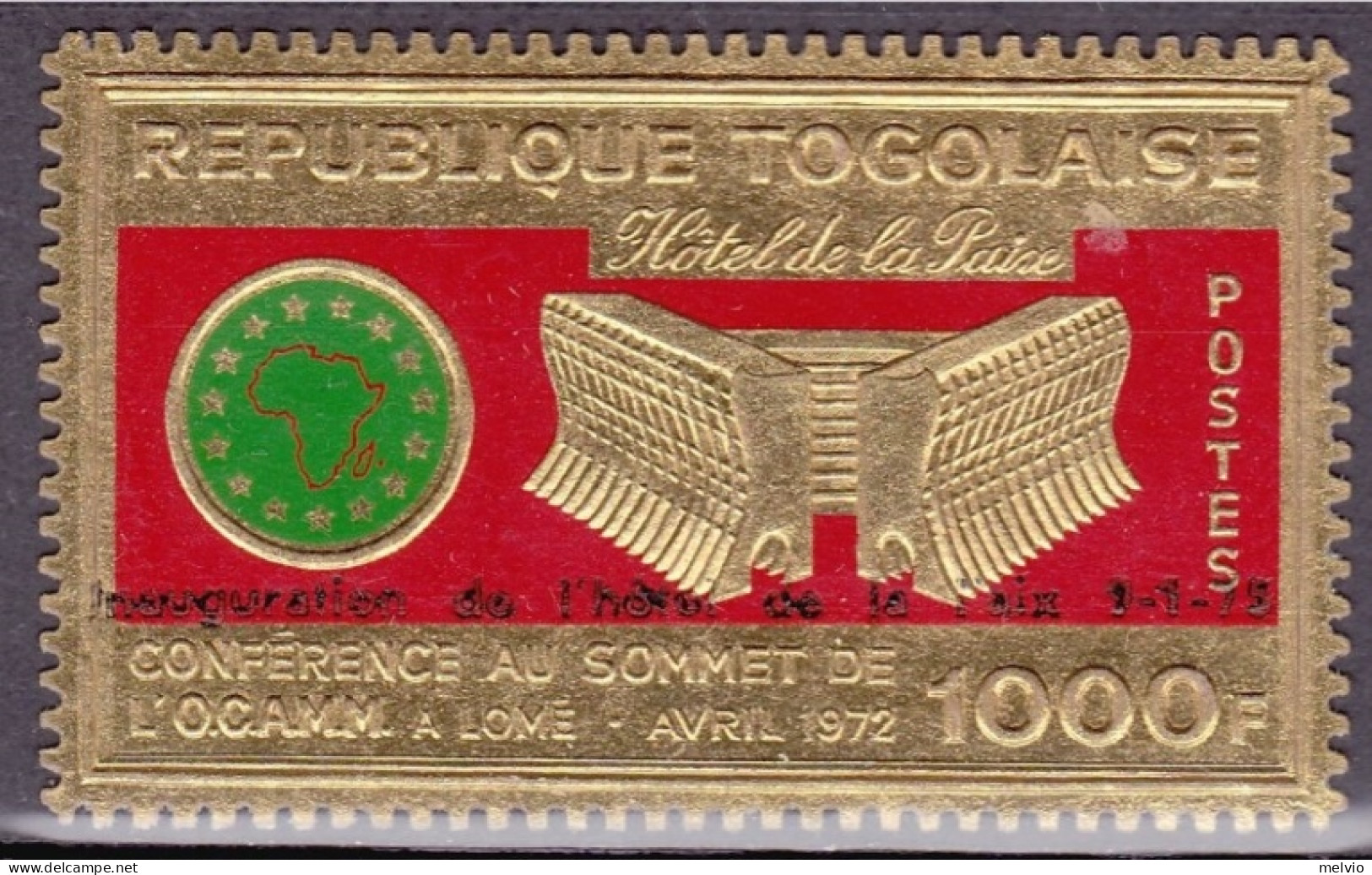 1972-Togo (NG=no Gum) S.1v.francobollo Oro "Hotel De La Paix,Lome" - Togo (1960-...)