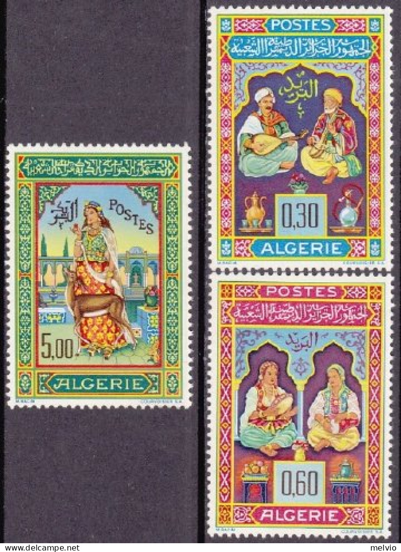 1965-Algeria (MNH=**)s.3v."Miniature Di Mohamed Racim"catalogo Yvert Euro 20 - Algeria (1962-...)