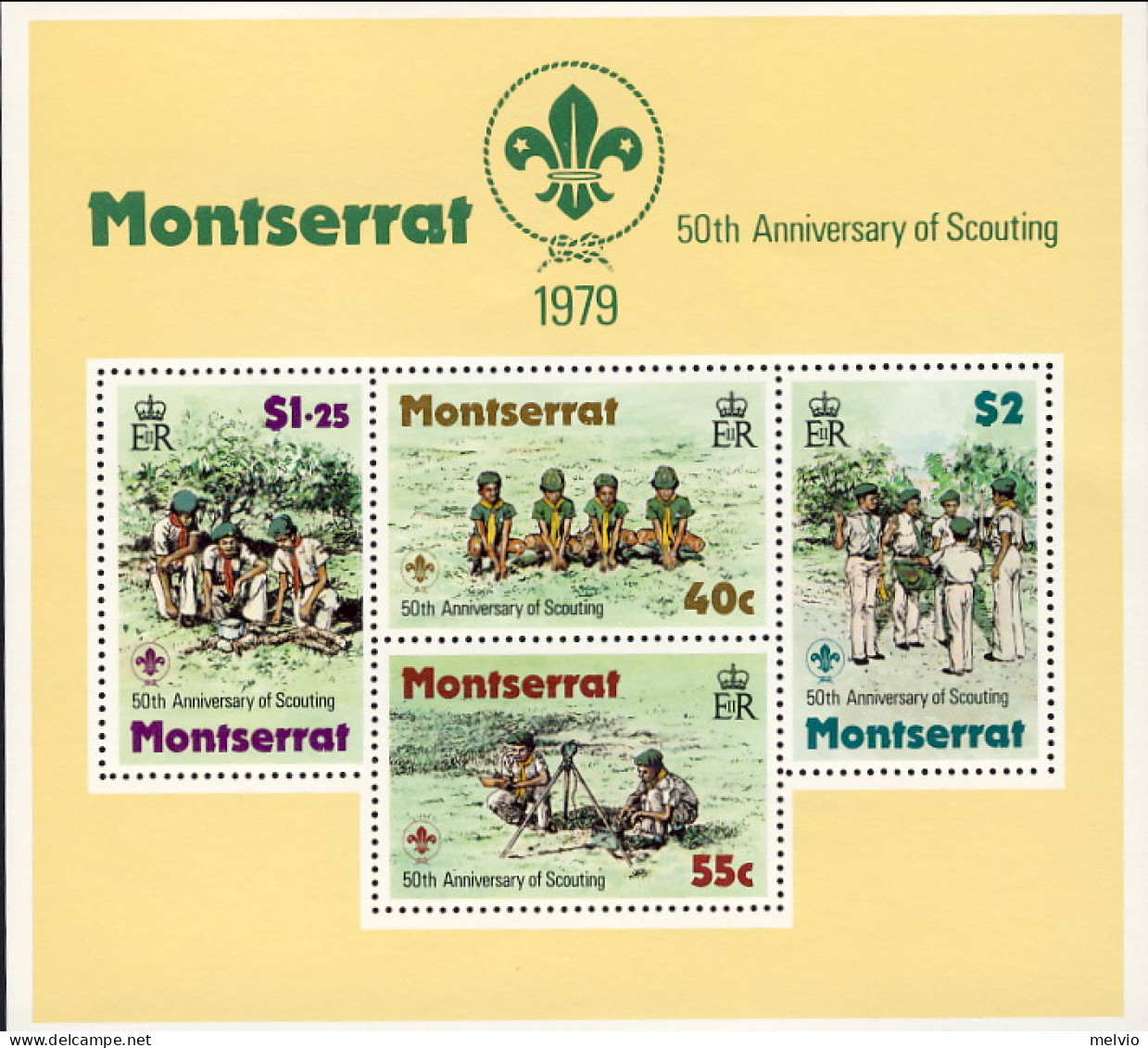 1979-Monserrato (MNH=**) Foglietto 4v."Boy Scout" - Montserrat