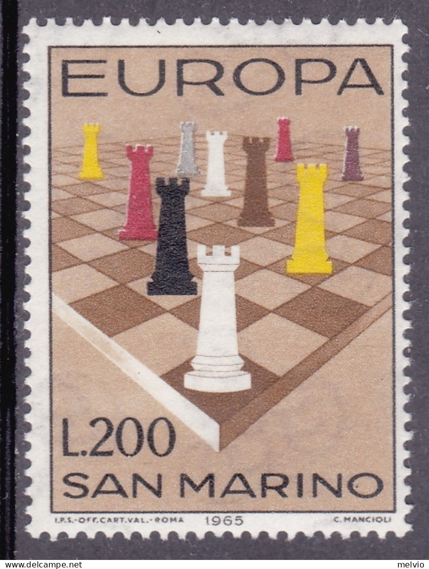 1965-San Marino (MNH=**) L.200 "Europa,scacchiera Con Torri" - Ongebruikt