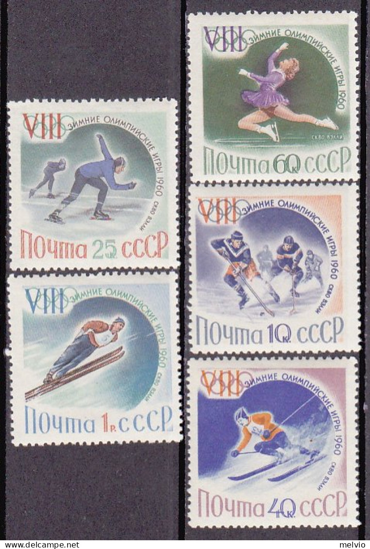 1960-Russia (MNH=**) S.5v."Olimpiade Invern.Squaw Valley"catalogo Euro 7,5 - Other & Unclassified