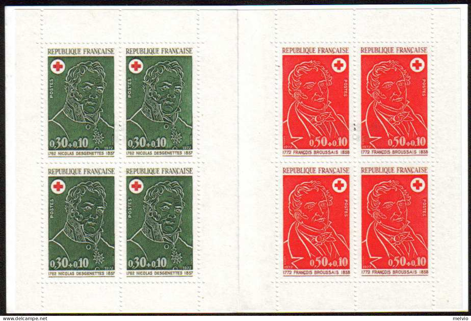 1972-Francia (MNH=**) Libretto Quattro S.8v."pro Croce Rossa"cat.Unificato Euro  - Unused Stamps