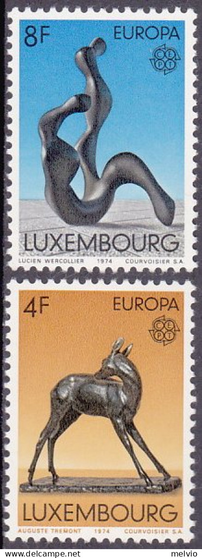 1974-Lussemburgo (MNH=**) S.2v."Europa Cept,sculture" - Andere & Zonder Classificatie