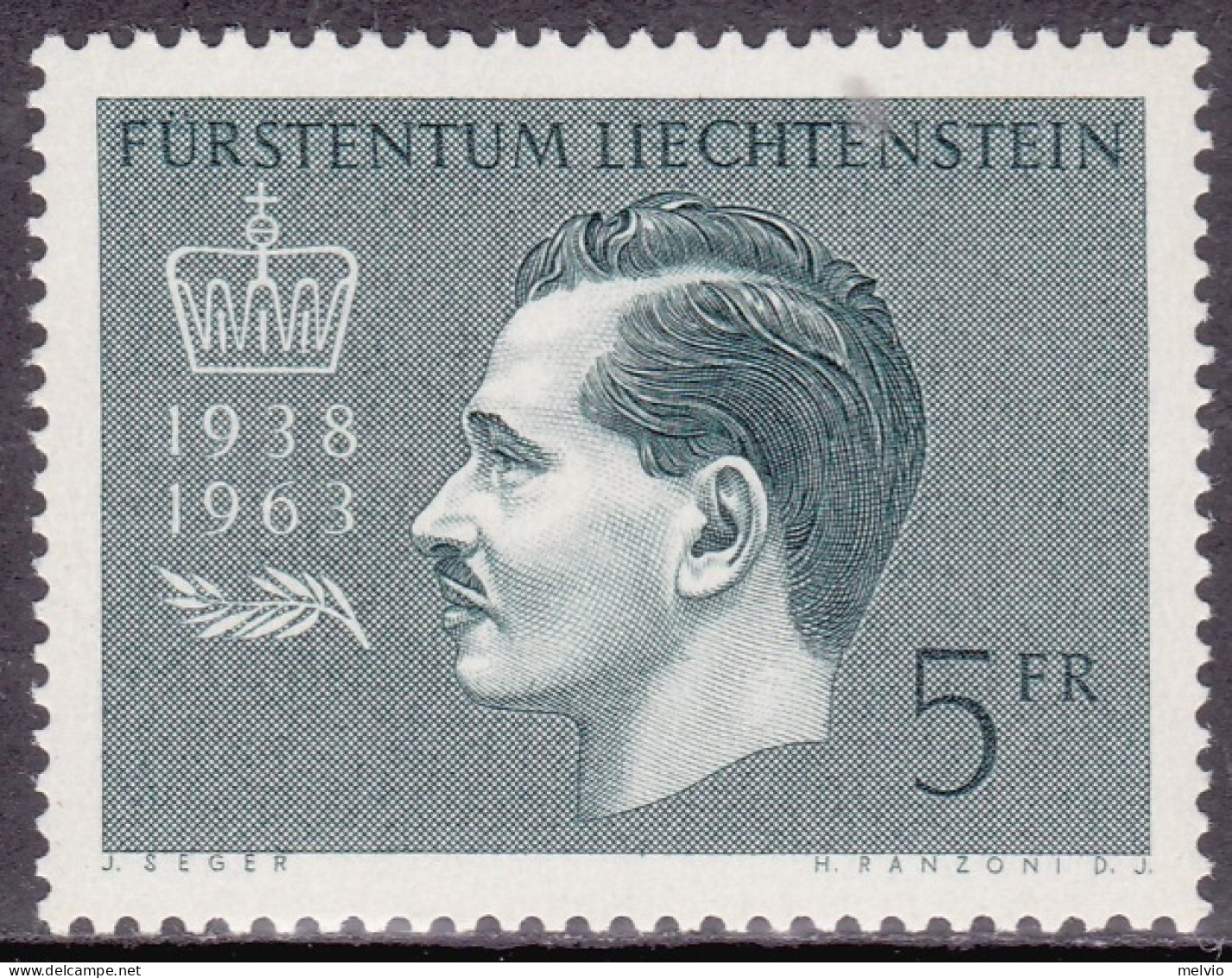 1963-Liechtenstein (MNH=**) 1v."Princ.Francesco Giuseppe II°" - Neufs