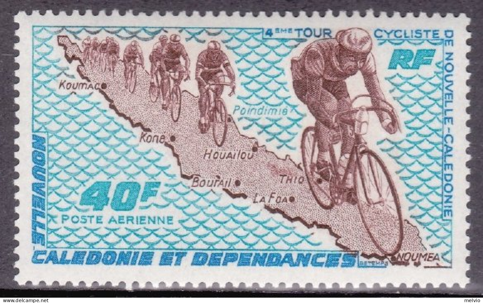 1970-Nuova Caledonia (MNH=**)posta Aerea S.1v."4 Tour Ciclistico"cat.Yvert Euro  - Neufs