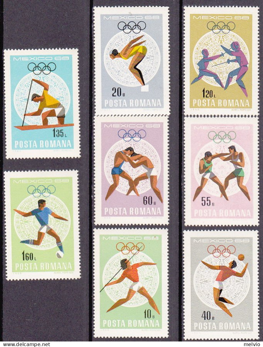 1968-Romania (MNH=**) S.8v."giochi Olimpici Del Messico"cat.Yvert Euro 4,70 - Other & Unclassified