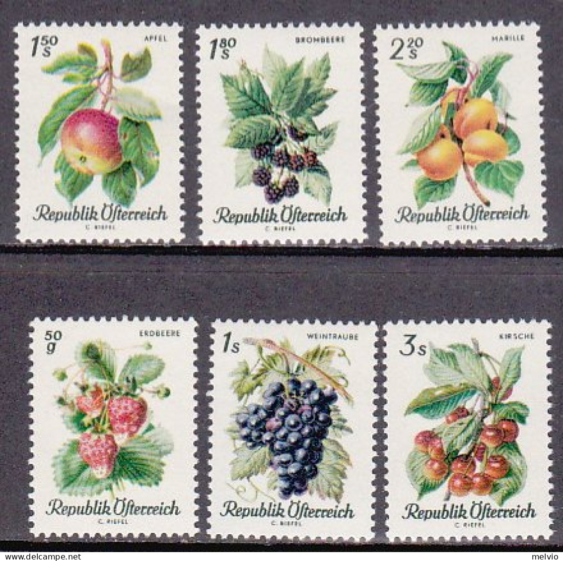 1966-Austria (MNH=**) S.6v."Frutta"catalogo Unificato Euro 2,20 - Sonstige & Ohne Zuordnung