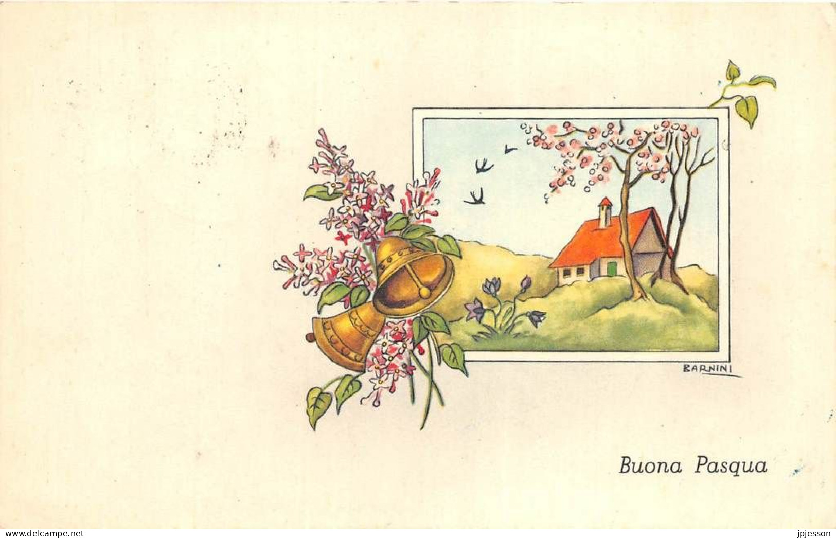 ILLUSTRATEUR - BARNINI - PAYSAGE - OEUFS - FANTAISIE "BUONA PASQUA" - Other & Unclassified