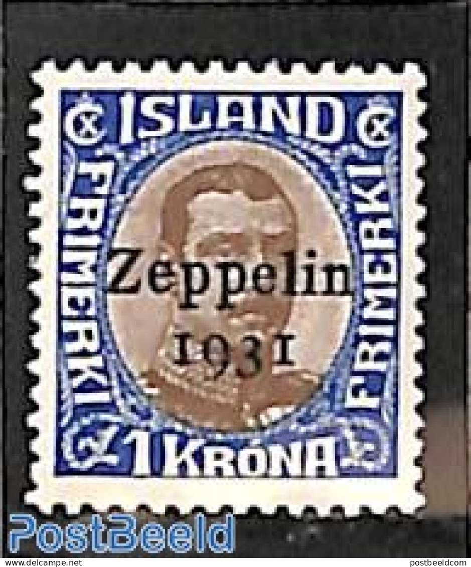 Iceland 1931 1Kr, Stamp Out Of Set, Mint NH - Neufs