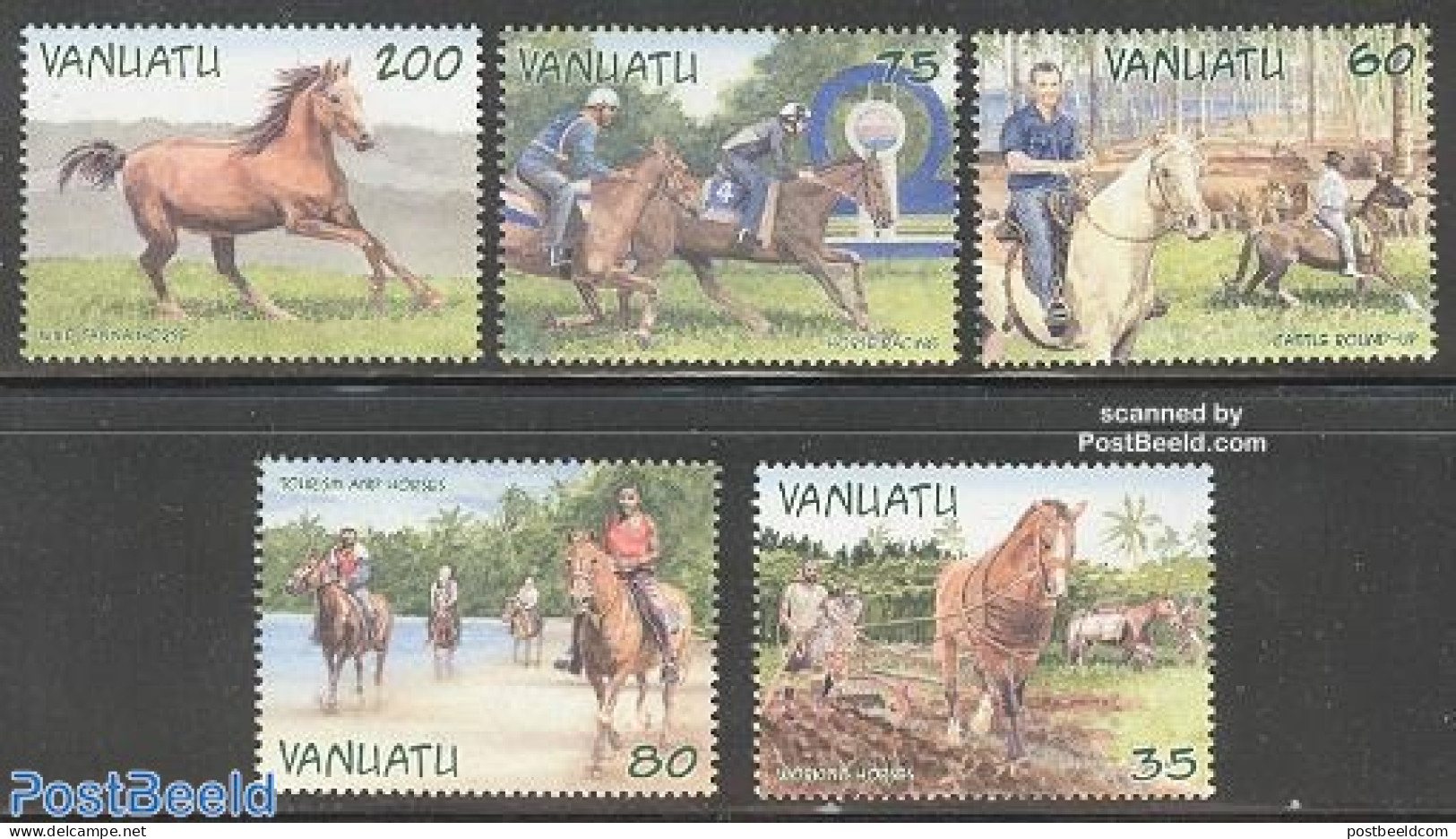 Vanuatu 2002 Tourism & Horses 5v, Mint NH, Nature - Various - Horses - Tourism - Vanuatu (1980-...)