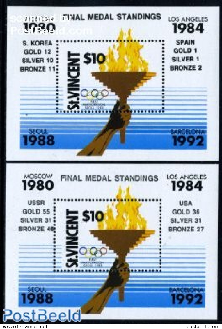 Saint Vincent 1990 Olympic Winners 2 S/s, Mint NH, Sport - Olympic Games - St.Vincent (1979-...)