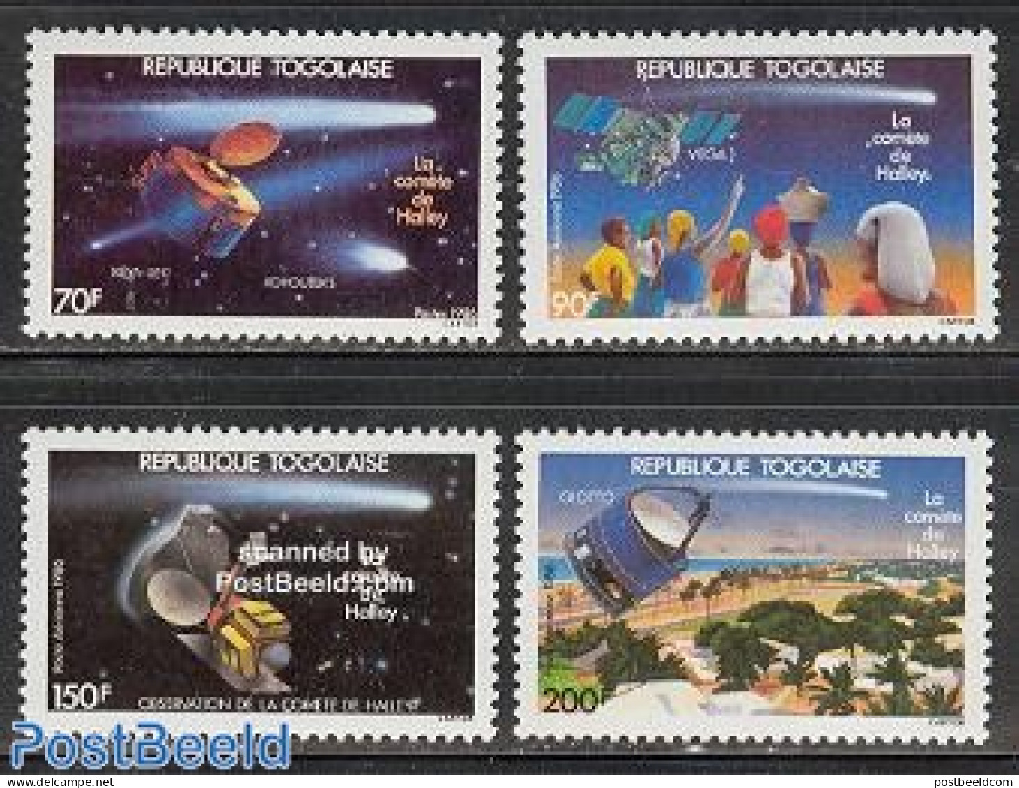 Togo 1986 Halleys Comet 4v, Mint NH, Science - Transport - Astronomy - Space Exploration - Halley's Comet - Astrologie