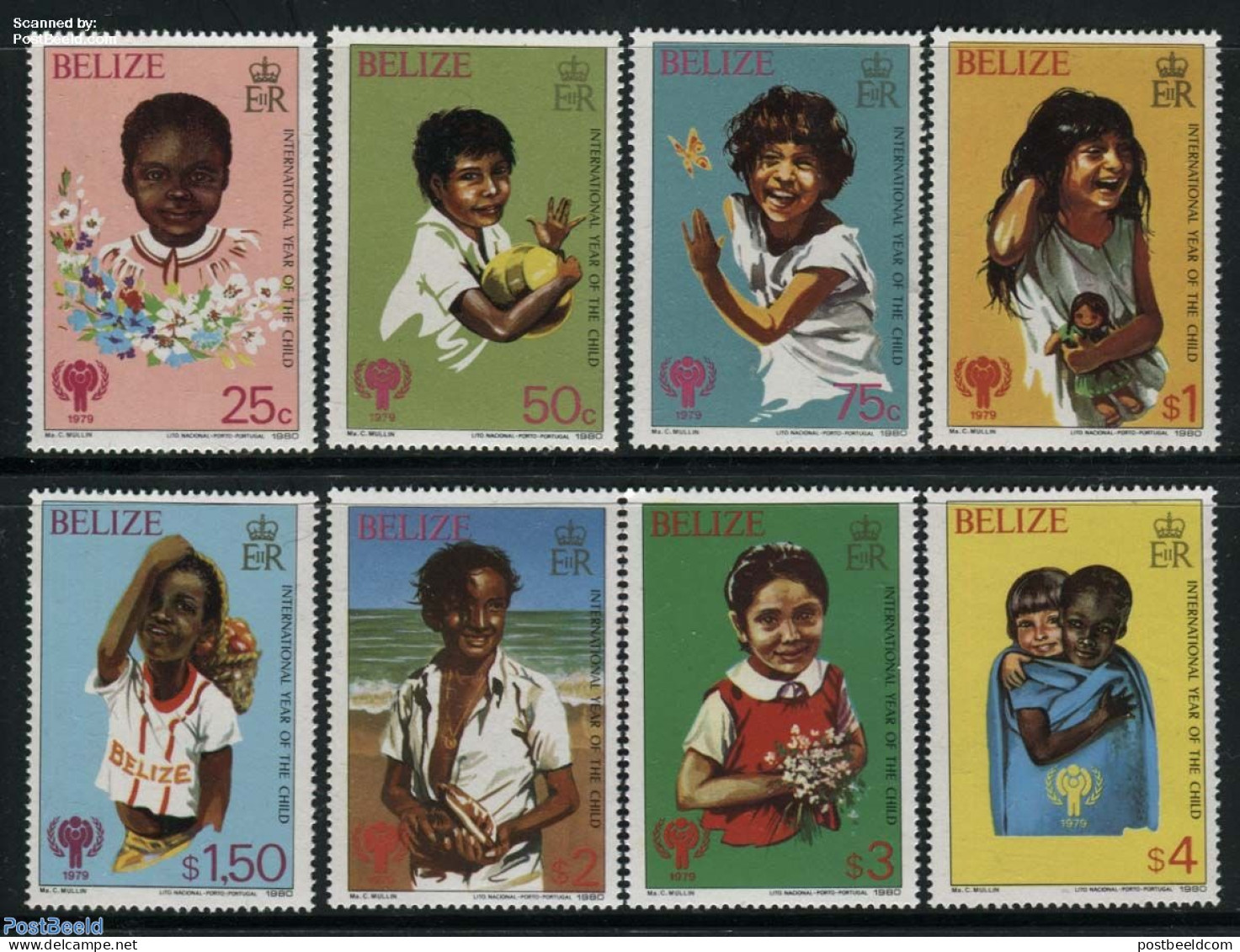Belize/British Honduras 1980 Int. Year Of The Child 8v, Mint NH, Nature - Various - Butterflies - Year Of The Child 1979 - Brits-Honduras (...-1970)