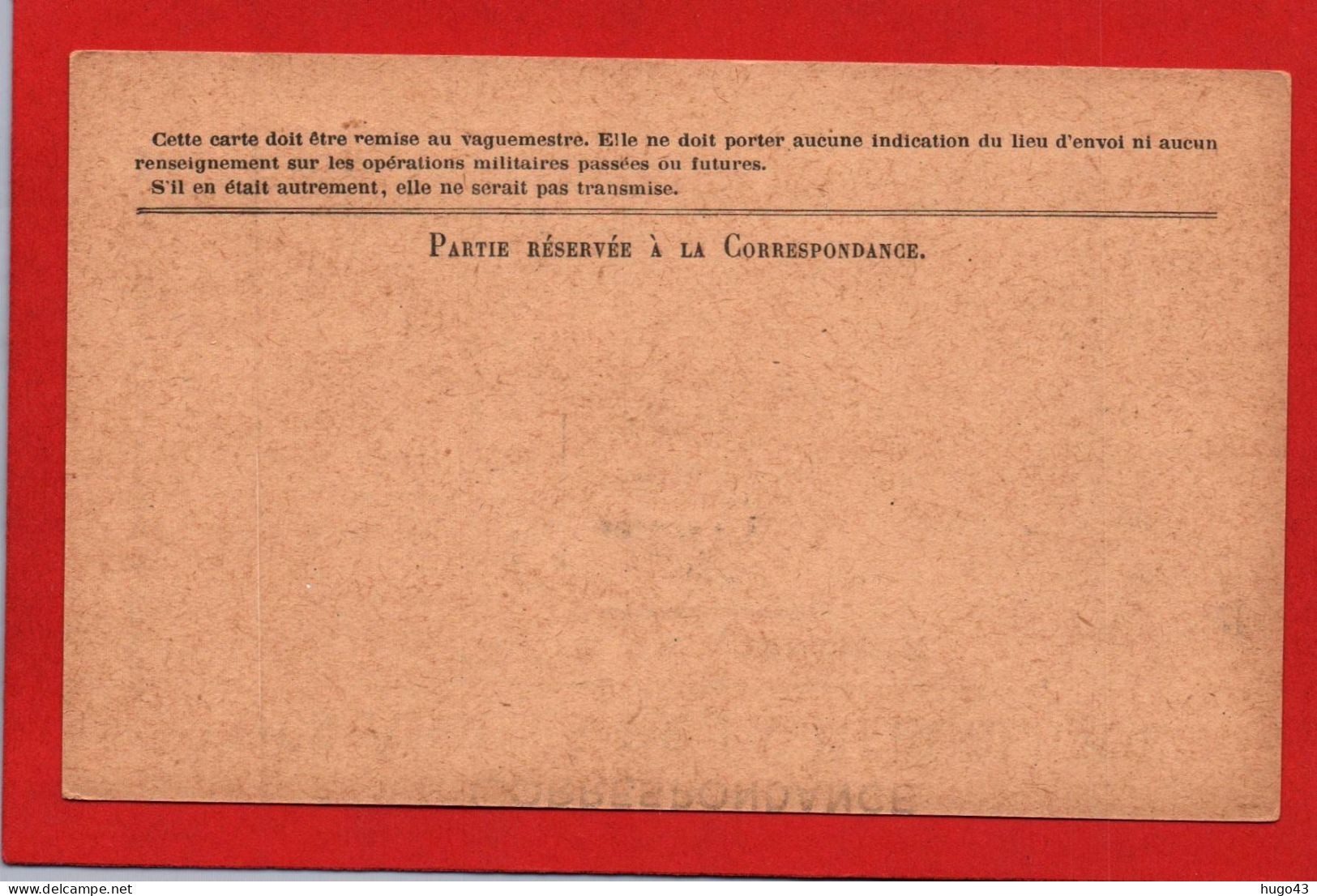 (RECTO / VERSO) CARTE CORRESPONDANCE DES ARMEES DE LA REPUBLIQUE - NON VOYAGEE - Covers & Documents