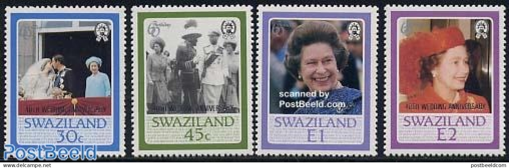 Eswatini/Swaziland 1987 Elizabeth 40th Wedding Anniversary 4v, Mint NH, History - Kings & Queens (Royalty) - Koniklijke Families