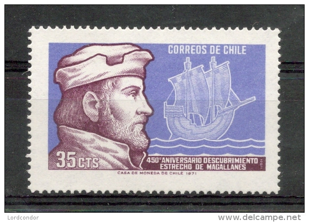 CHILE - 1971 - Discovery Of Strait Of Magellan, 450th Anniv - Ship - Sc 405 -  VF MNH - Chili