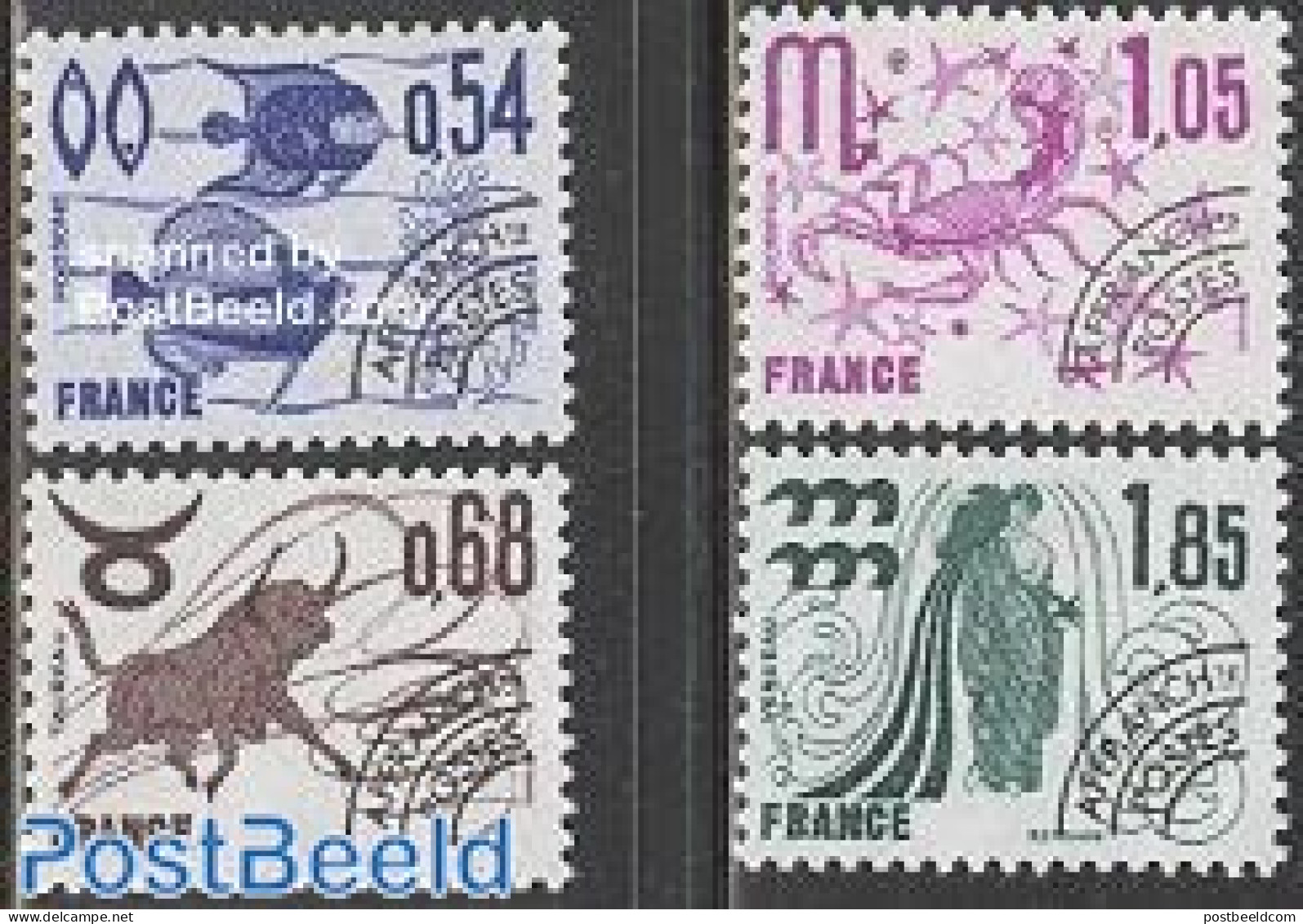 France 1977 Precancels, Astrology 4v, Mint NH, Nature - Science - Fish - Ungebraucht