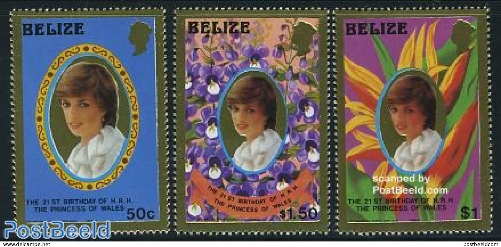 Belize/British Honduras 1982 Diana Birthday 3v, Mint NH, History - Nature - Charles & Diana - Kings & Queens (Royalty).. - Familles Royales