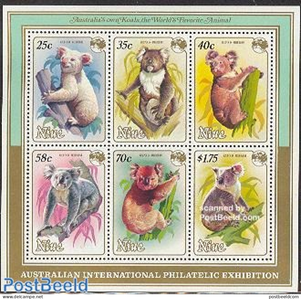 Niue 1984 Ausipex 6v M/s, Mint NH, Nature - Animals (others & Mixed) - Bears - Niue