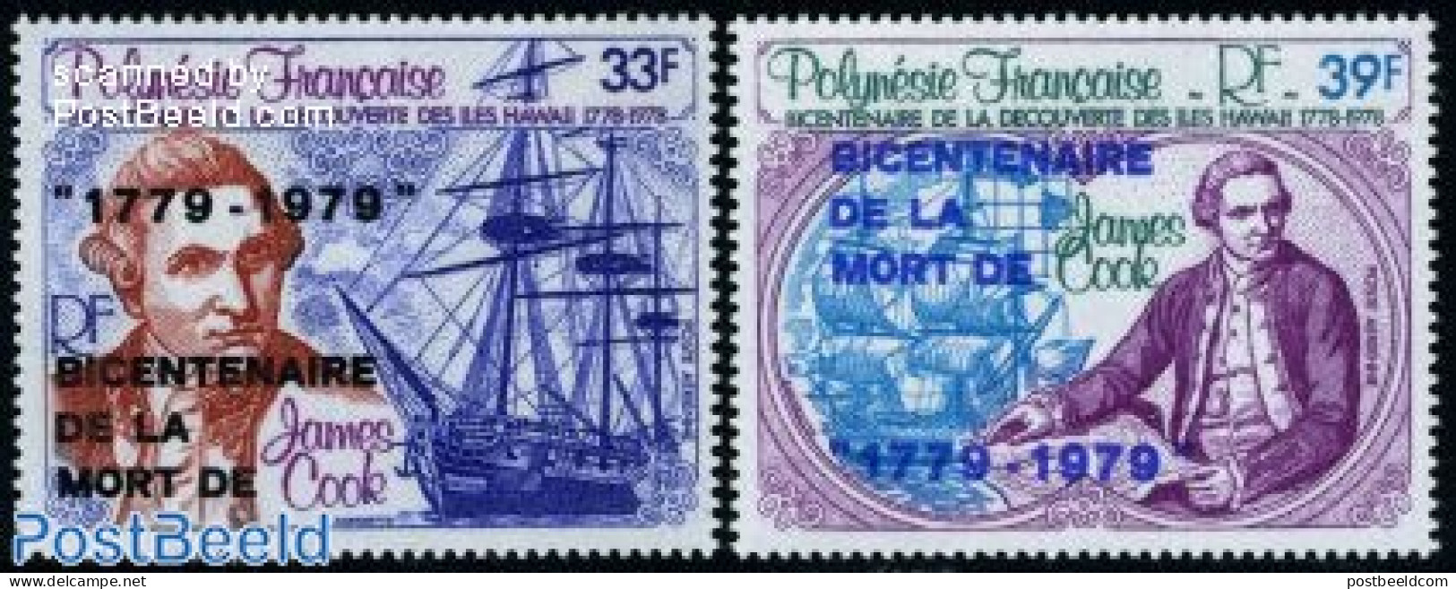 French Polynesia 1979 James Cook 2v, Mint NH, History - Transport - Explorers - Ships And Boats - Neufs