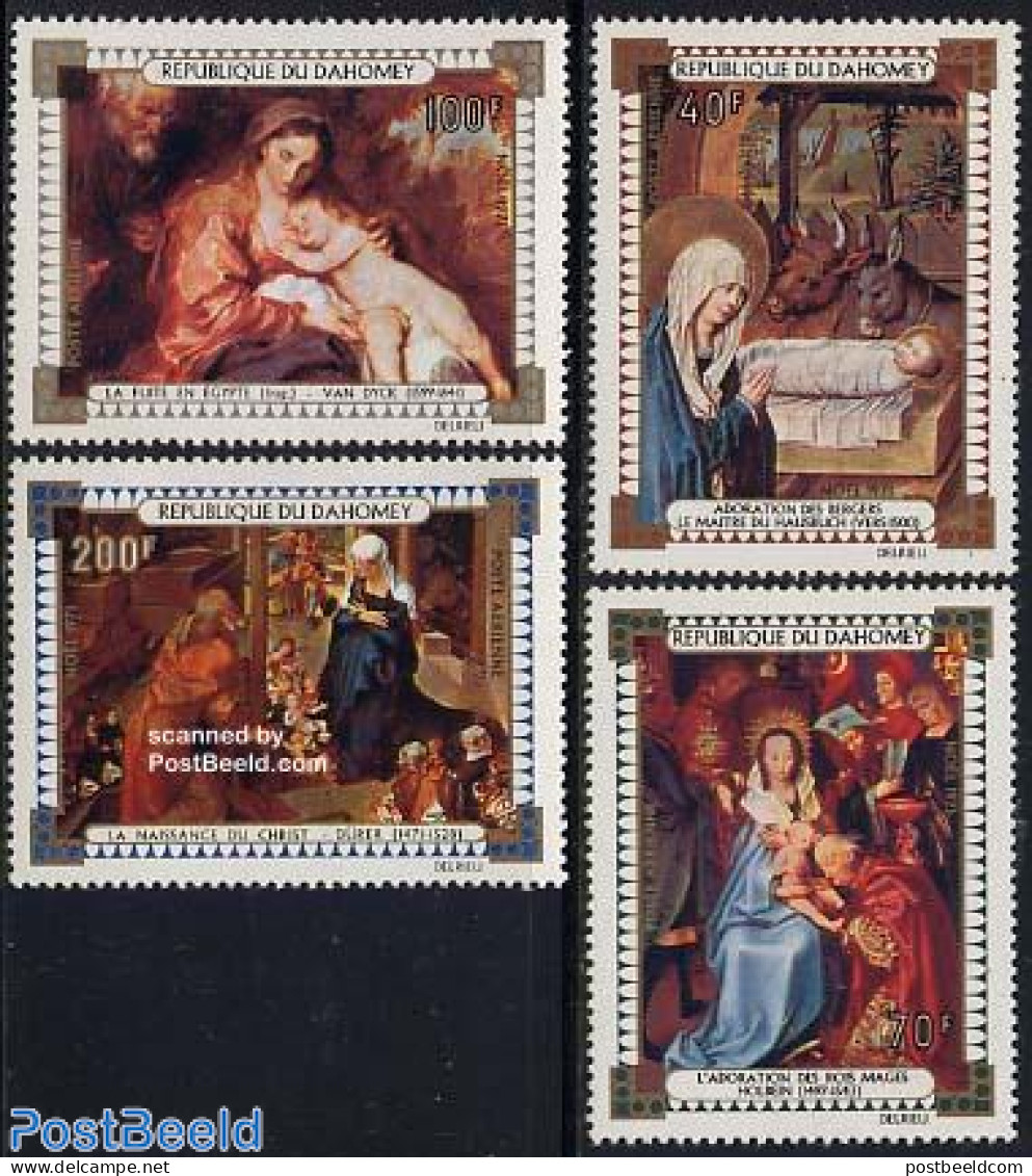 Dahomey 1971 Christmas, Paintings 4v, Mint NH, Religion - Christmas - Art - Paintings - Weihnachten