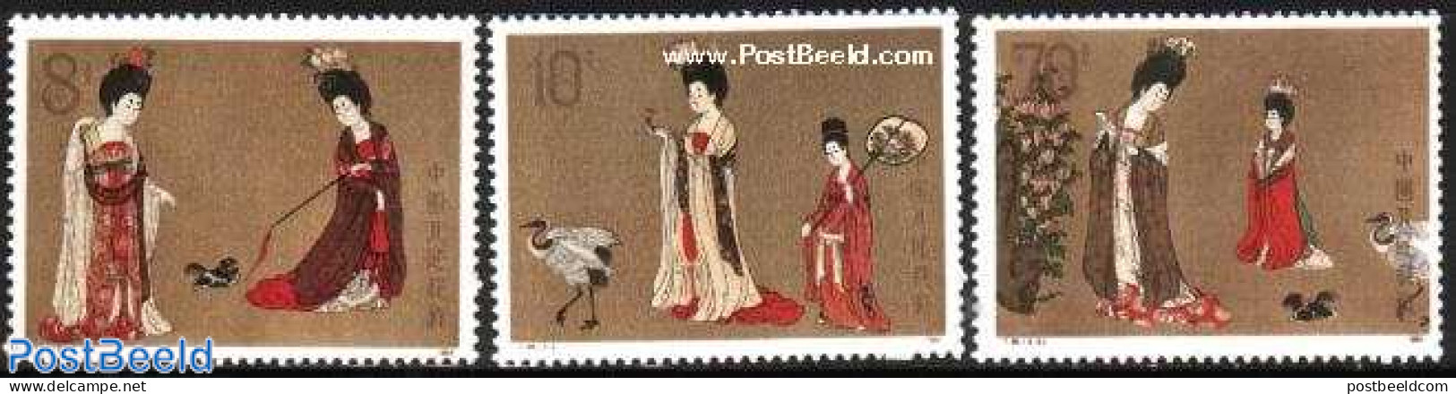 China People’s Republic 1984 Roll Pictures 3v, Mint NH, Nature - Birds - Dogs - Poultry - Art - East Asian Art - Pai.. - Unused Stamps