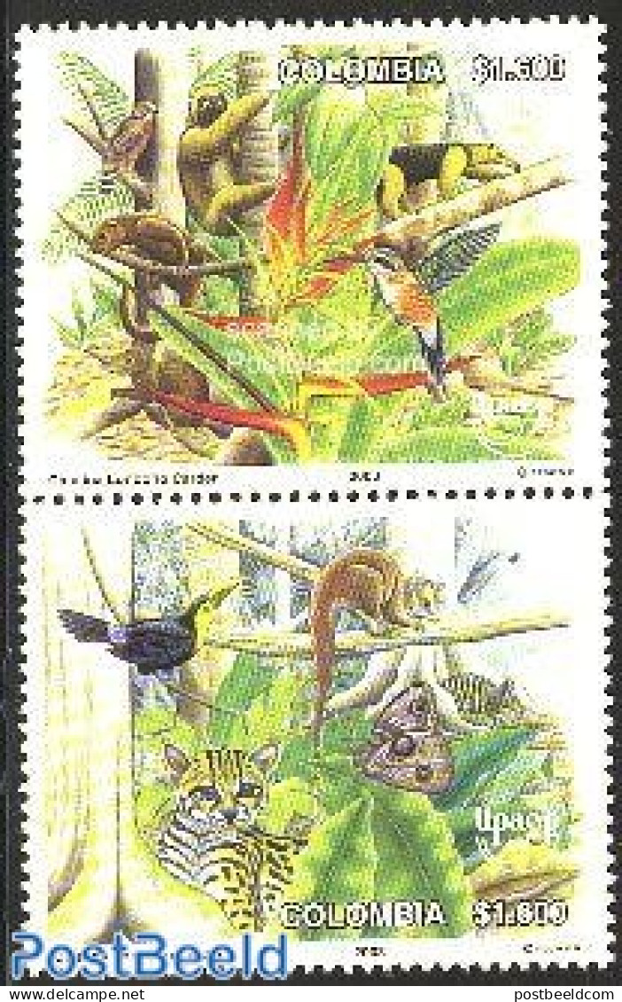Colombia 2003 UPAEP, Fauna 2v, Mint NH, Nature - Animals (others & Mixed) - Birds - Butterflies - Cat Family - U.P.A.E. - Colombie